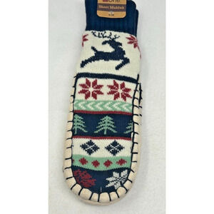 Lazy One Slippers Women’s Size S/M Reindeer Fair Isle Mukluk Soft Knit NEW